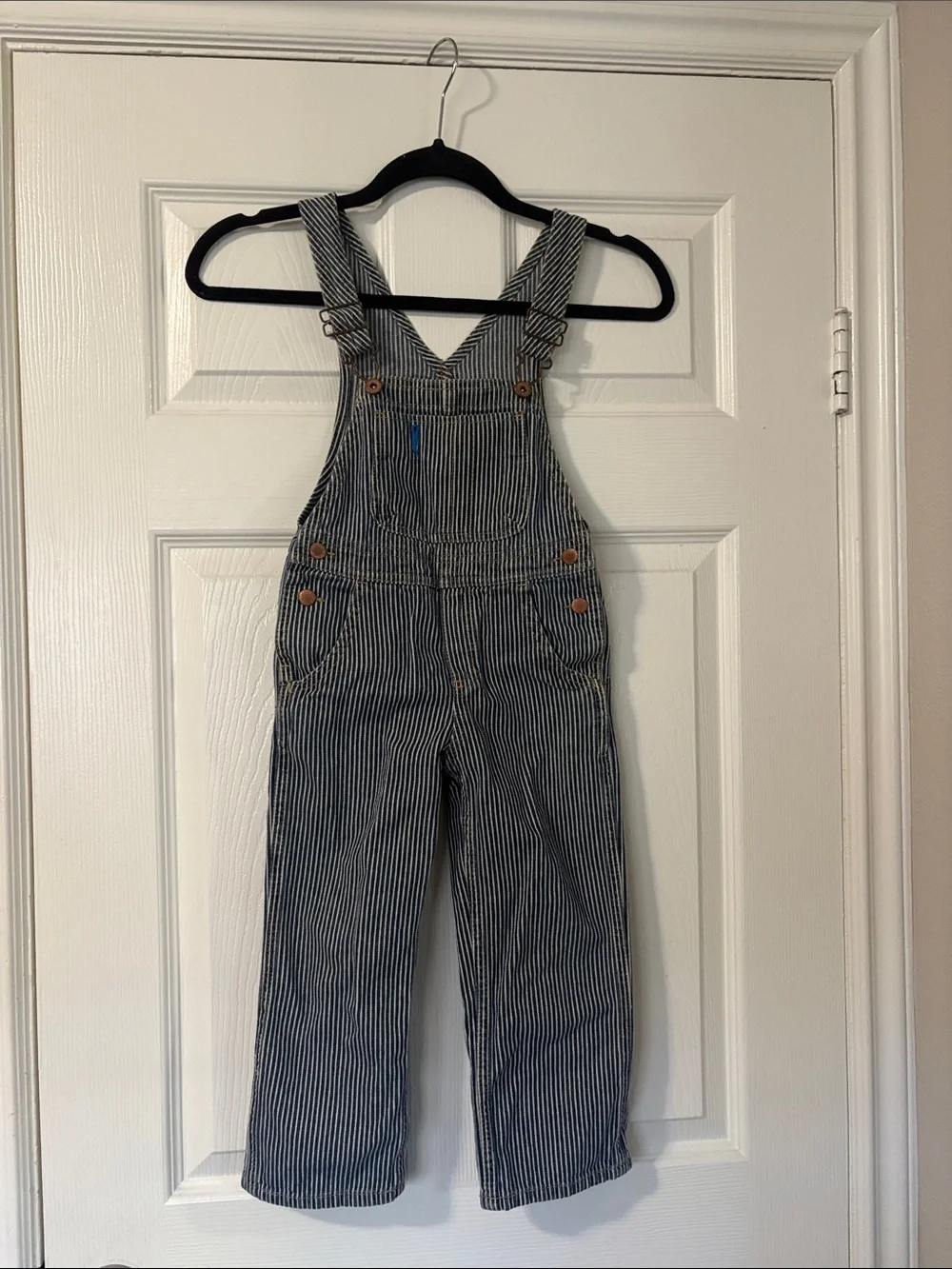 Vintage OshKosh B'gosh Blue & White railroad Striped Overalls